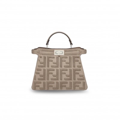 FENDI PEEKABOO ISEEU BROWN BRAIDED LEATHER BAG 8BN327ANX8F1C6L (33*25*13cm)